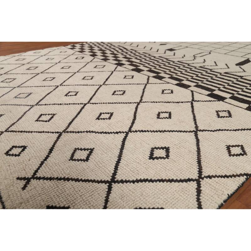 Trellis Geometric Moroccan Oriental Area Rug Handmade Wool Carpet - 7'9"x 10'10"