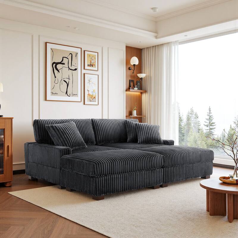 83.4" W Upholstered Sectional Modular Sofa with 2 Ottoman
