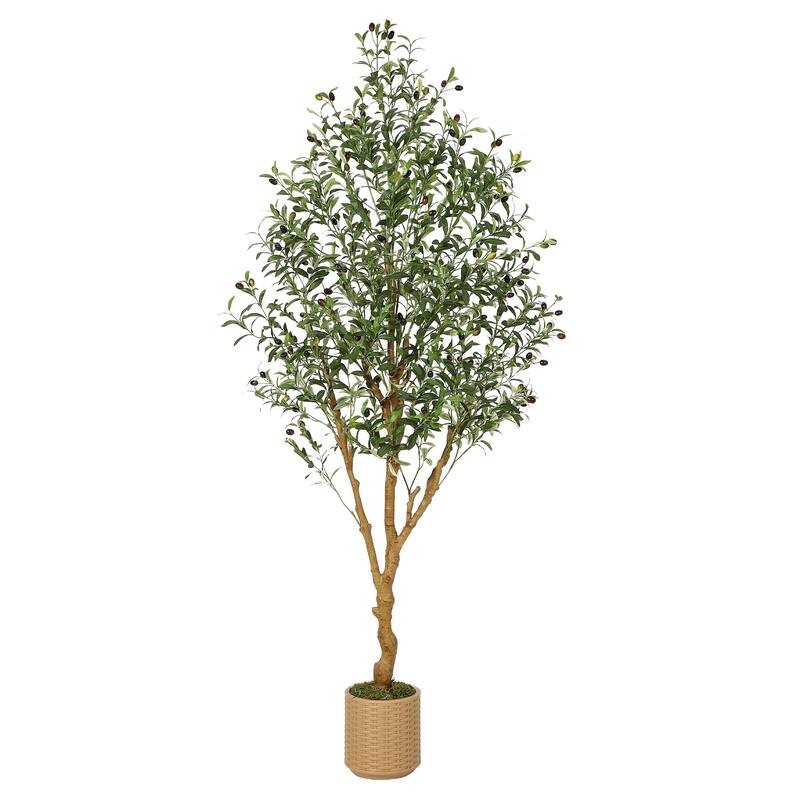 7ft Faux Olive Tree, Tall Olive Tree Plants, Fake Potted Olive Silk Tree - 7ft
