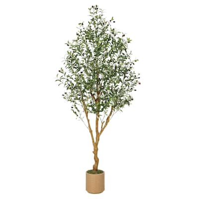 7ft Faux Olive Tree, Tall Olive Tree Plants, Fake Potted Olive Silk Tree