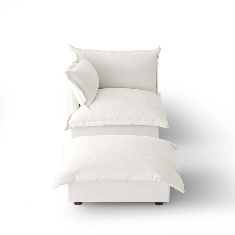 Casual 40"W Oversized Soft Comfy Cloud Chenille Chaise Lounge with Ottoman