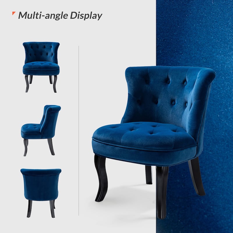 Paolino 25.1" Wide Traditional Velvet Button-tufted Back Stools with Wood Legs by HULALA HOME