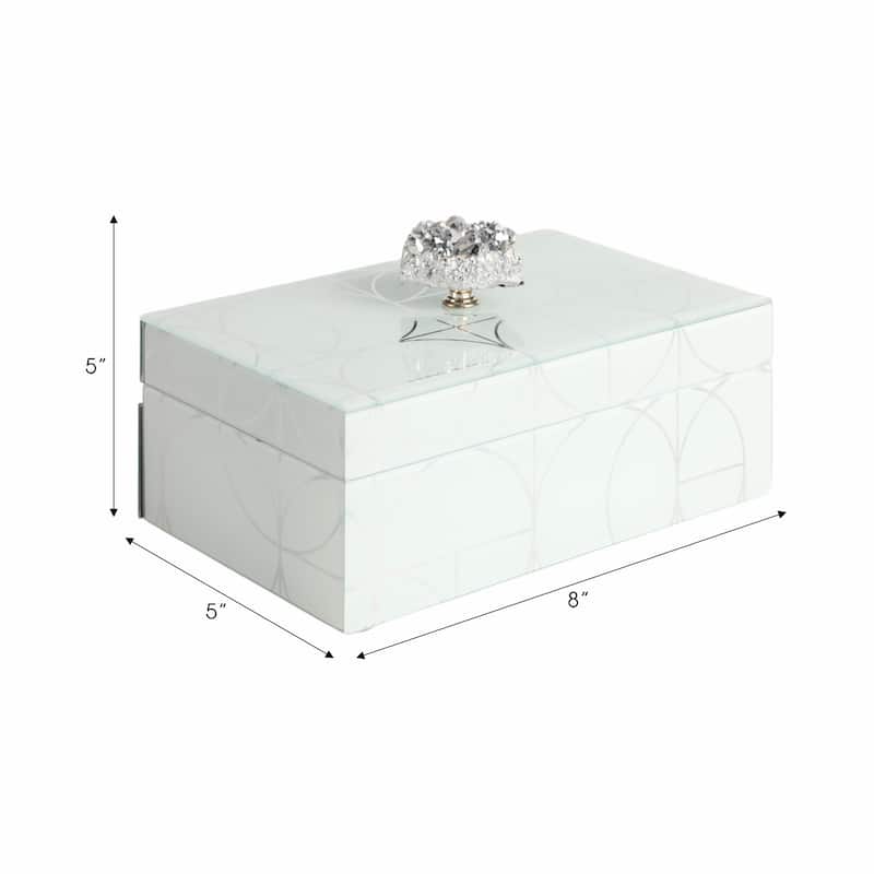 Decorative Glass Sparkly Storage Box with Stone Top - 8"