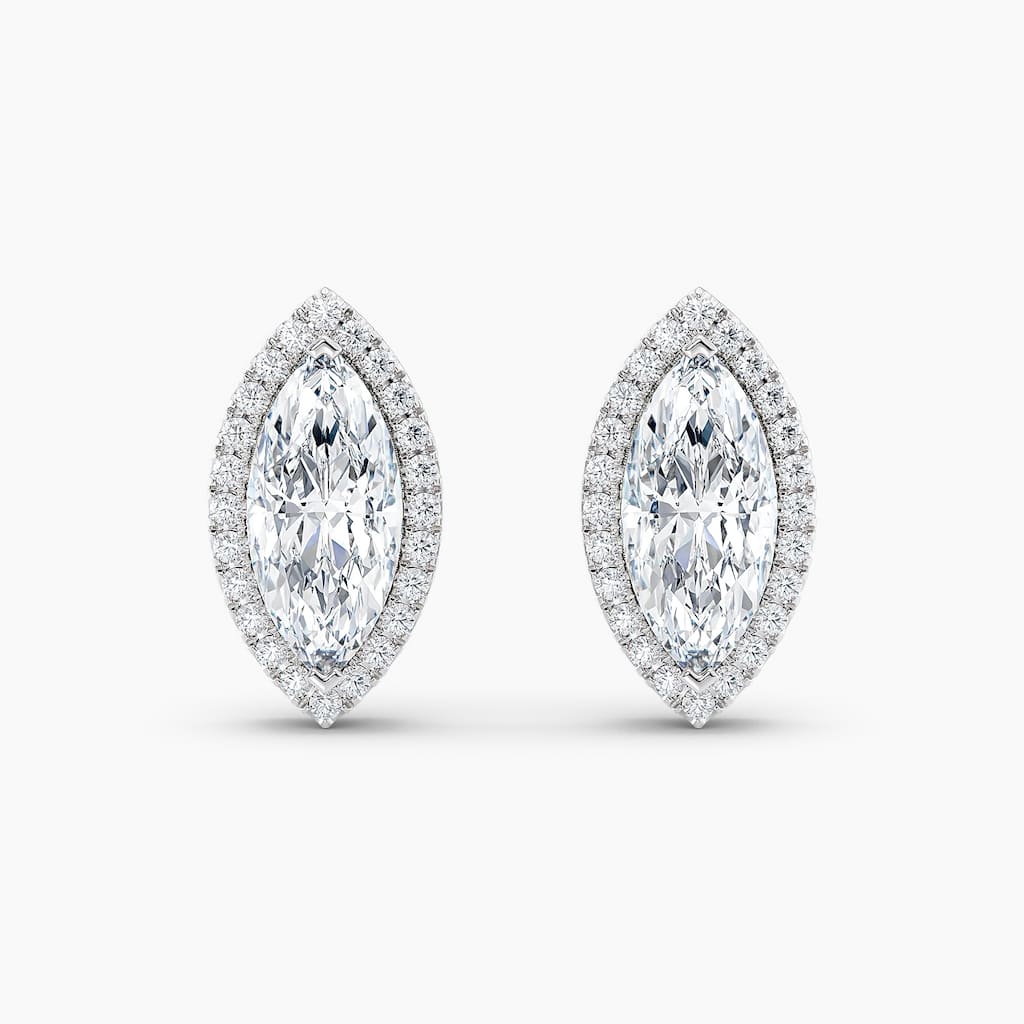 Auriya 14k Gold Lab Grown Halo Marquise Diamond Stud Earrings 0.50 to 8.00 ct. tw. Push-Back (F-G VS) - White