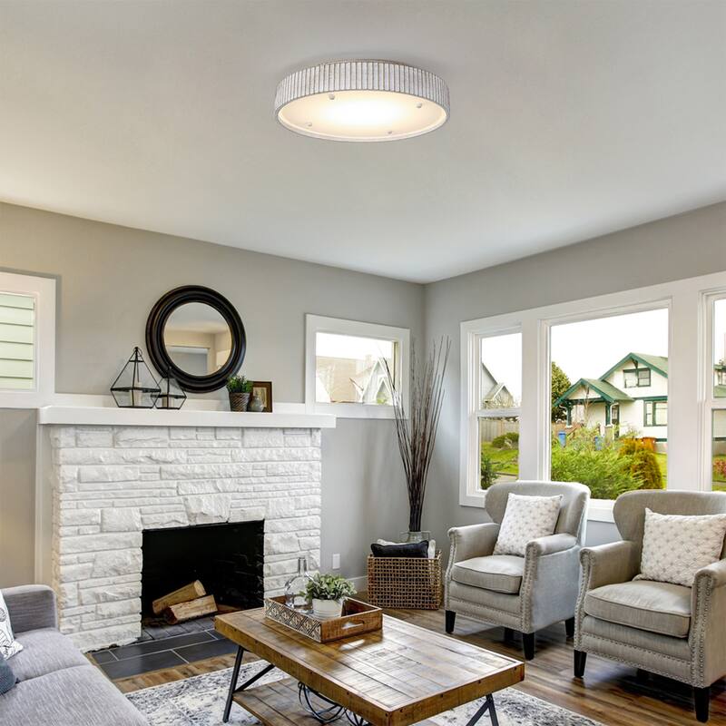 Vintage Distressed White Modern LED Flush Mount Ceiling Light