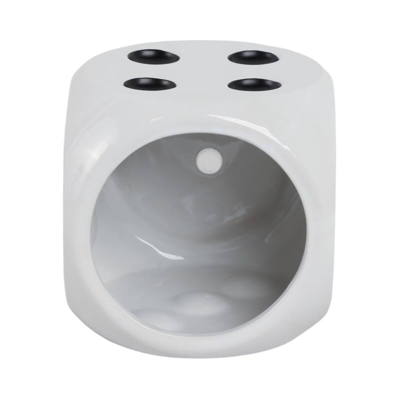 Decorative Ceramic Dice Planter - 6", White & Black - 6.0"