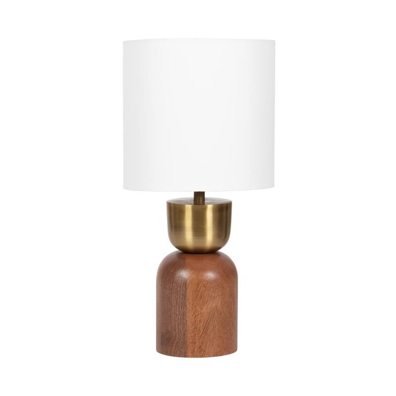 Kate and Laurel Marley Table Lamp - 8x8x17 - Walnut Brown/Gold