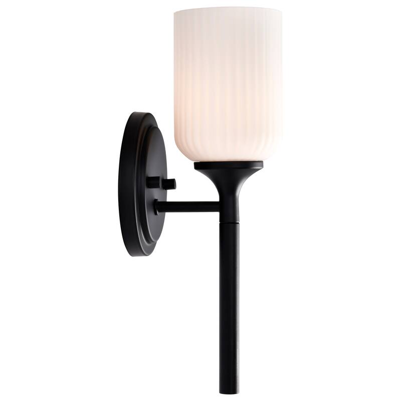 Solara 1 Light Wall Sconce Matte Black Finish Frosted Ribbed Glass - Matte Black