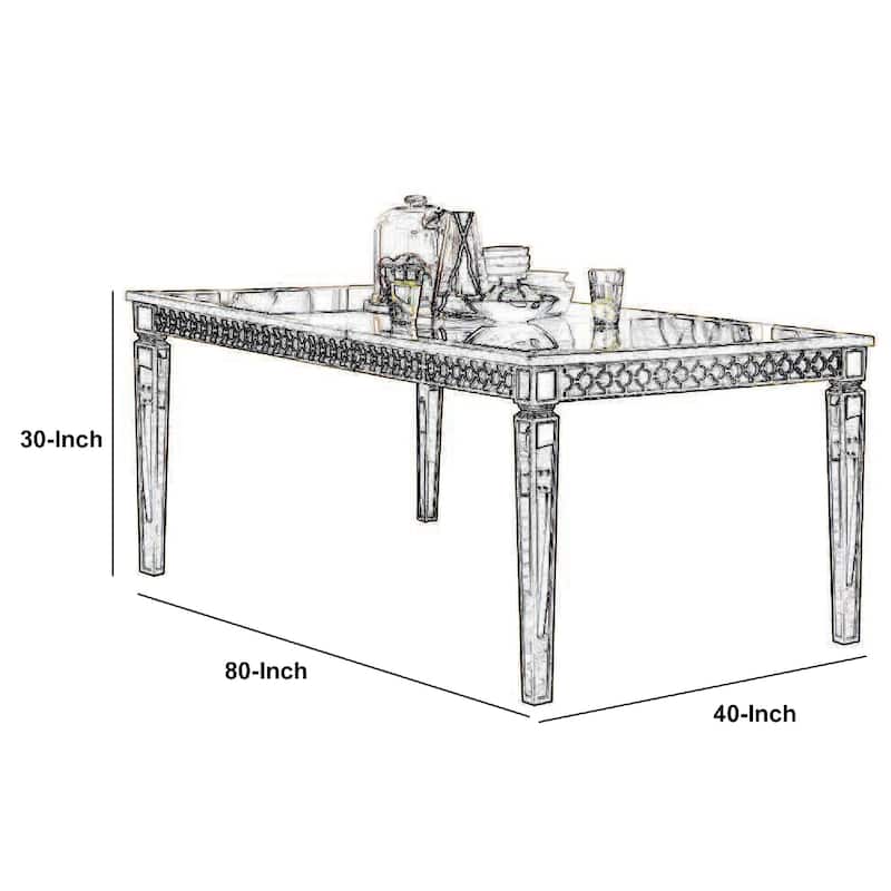 Glam Contemporary Mirrored Wood Rectangular Dining Table