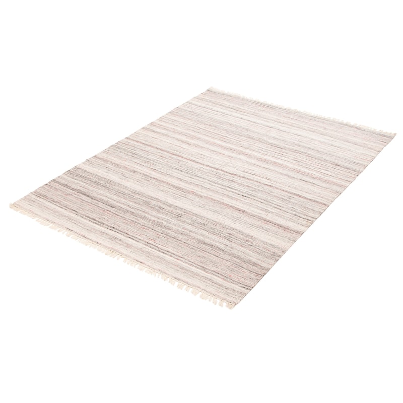 ECARPETGALLERY Flat-Weave Ankara FW Light Grey Wool Kilim - 5'7 x 7'3