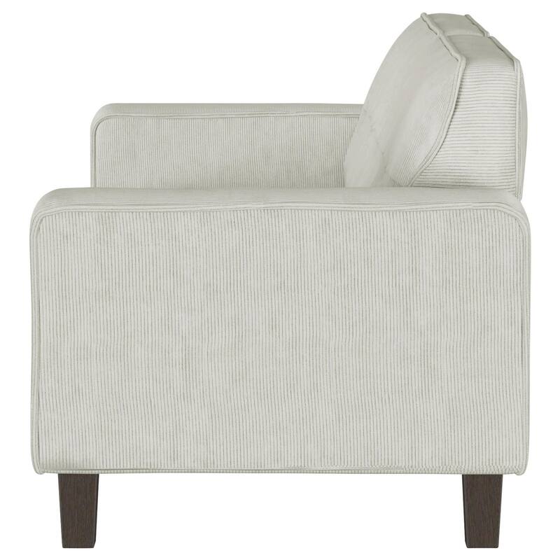 Dero Sofa, 81 Inch, Light Gray Faux Corduroy, Modern Wide Track Arms
