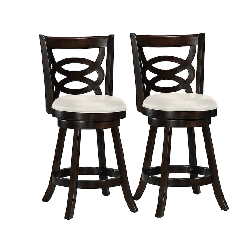 Set of 2 Solid Wood Base Swivel Counter-Height Barstool - Set of 2 - Counter Height