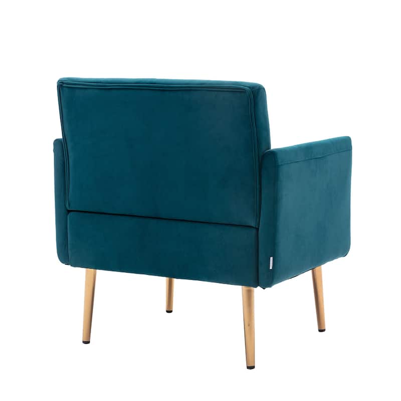 Velvet Upholstered Tufted Accent Chair With Golden feet