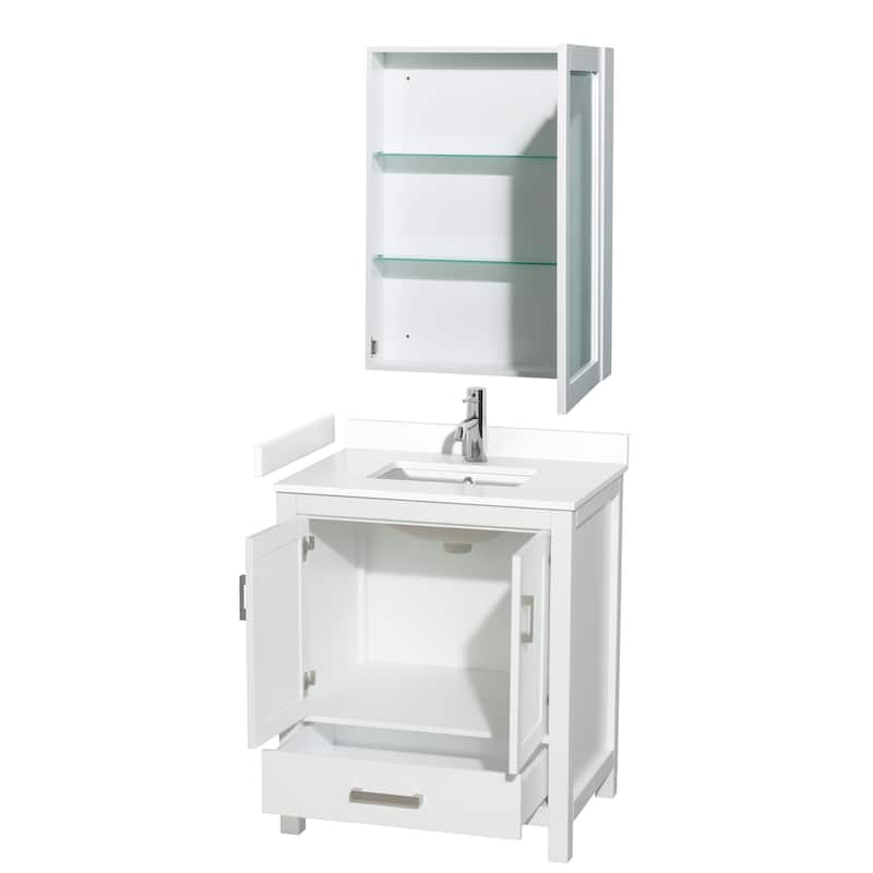 Sheffield Single Bathroom Vanity Set, Cultured Top, Medicine Cabinet