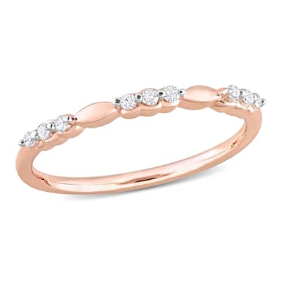 Miadora 1/10ct TDW Diamond Promise Ring in Rose Silver
