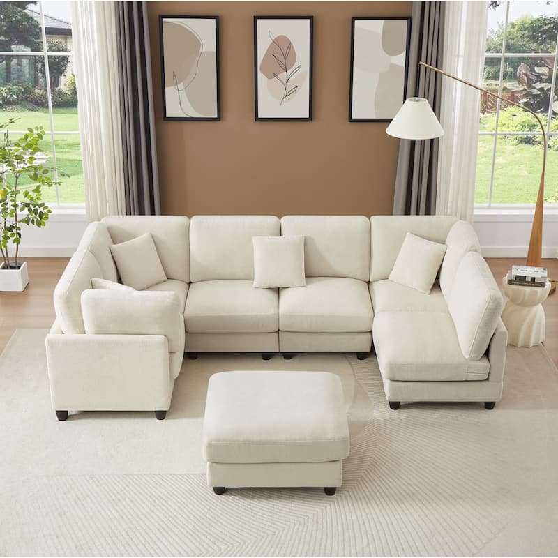 Warenne 7-Piece combination sofa chair, L-Shaped with Cushions