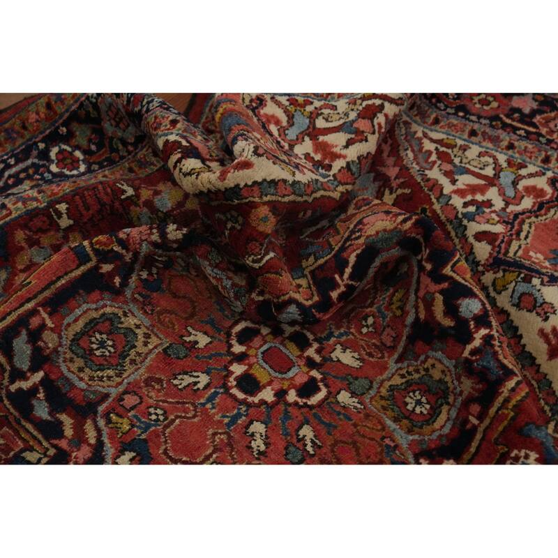Hand Knotted Oriental 100% Wool Carpet Traditional Medallion Oranges & Rust Heriz (serapi) Area Rug - 4' 6'' X 4' 0''
