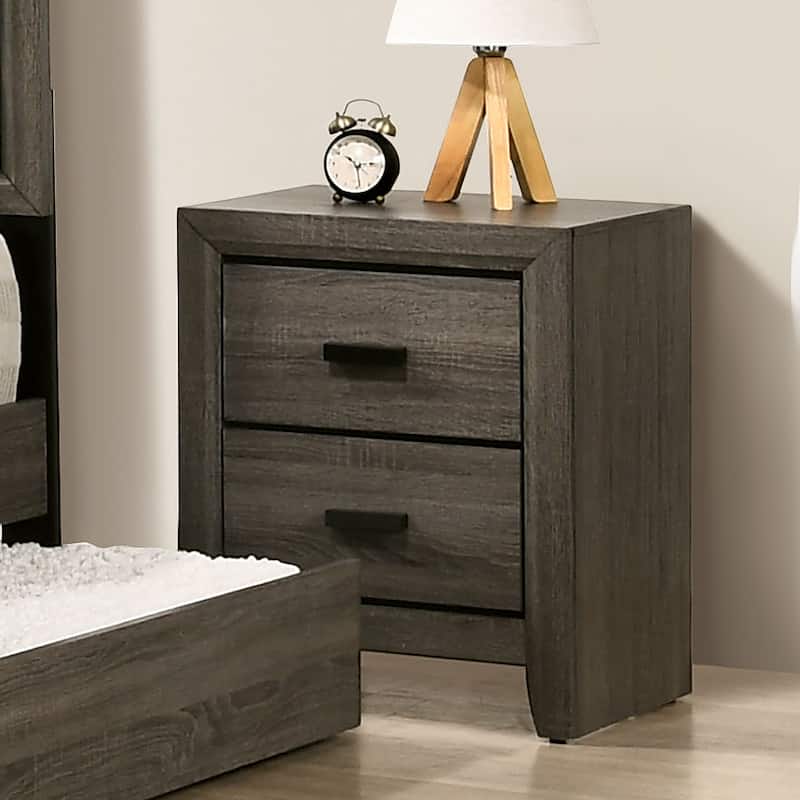Aury Transitional Grey Wood Tufted 4-Piece Panel Bedroom Set by Furniture of America
