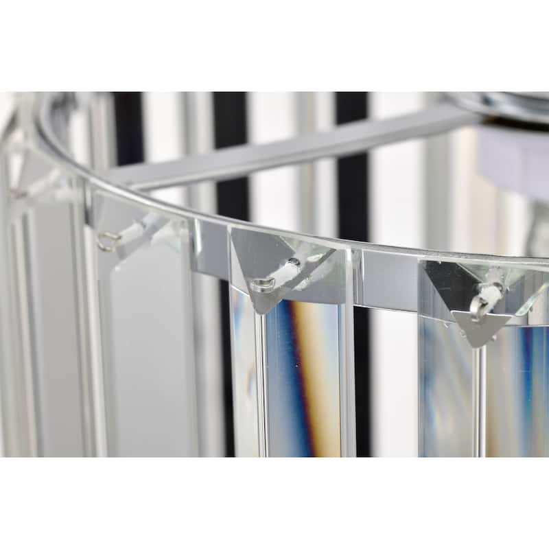 Karnah 9-inch Chrome Semi-Flushmount Ceiling Light with Crystal Prism Rods Drum Shade