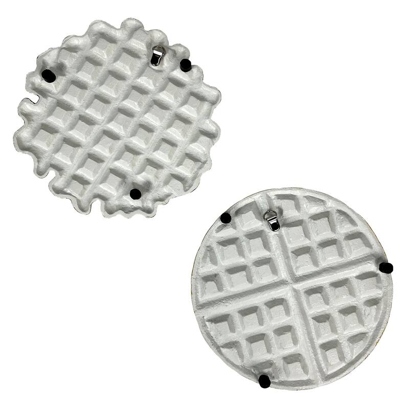 Set Of 2 Cast Iron Waffle Trivets Plaques Kitchen Decor Zeckos - 8 X 8.25 X 0.75 inches