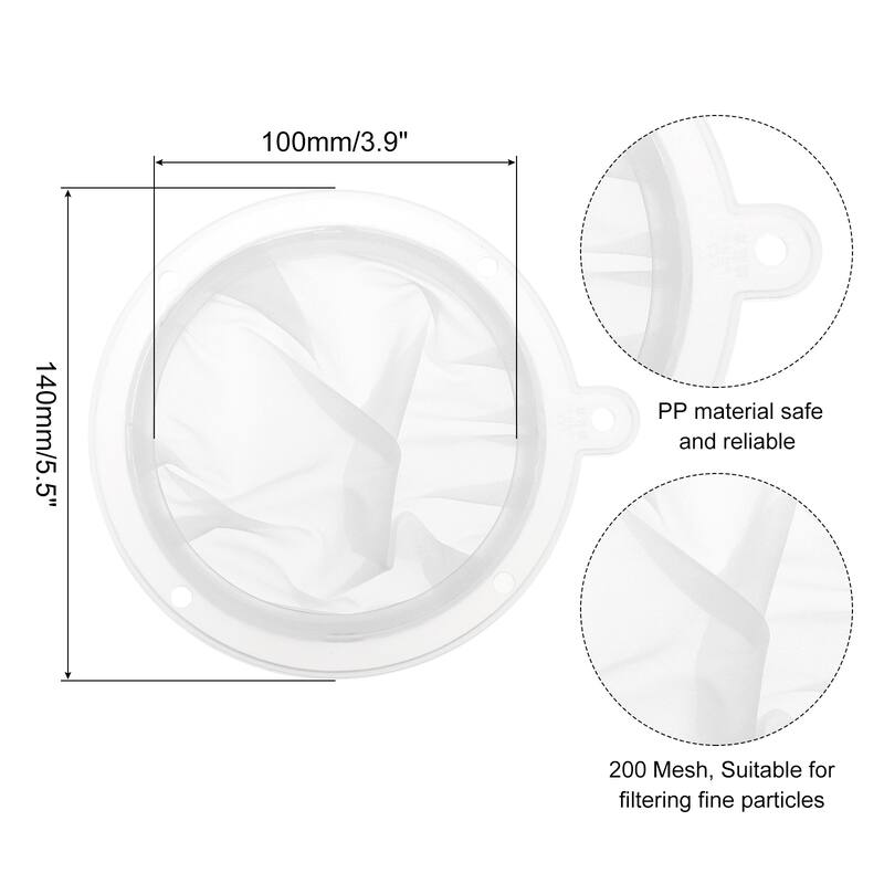 200 Mesh Food Filter Strainer, 5.1in Nylon Fine Mesh Sieve Drainer - White - 6Pcs