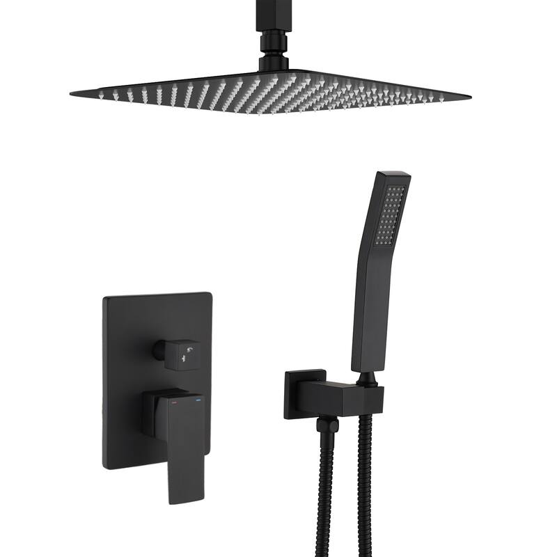 Proox 16" Rainfall Shower Head with Handheld, Shower Faucet Set for Bathroom - 16 inch - Matte Black