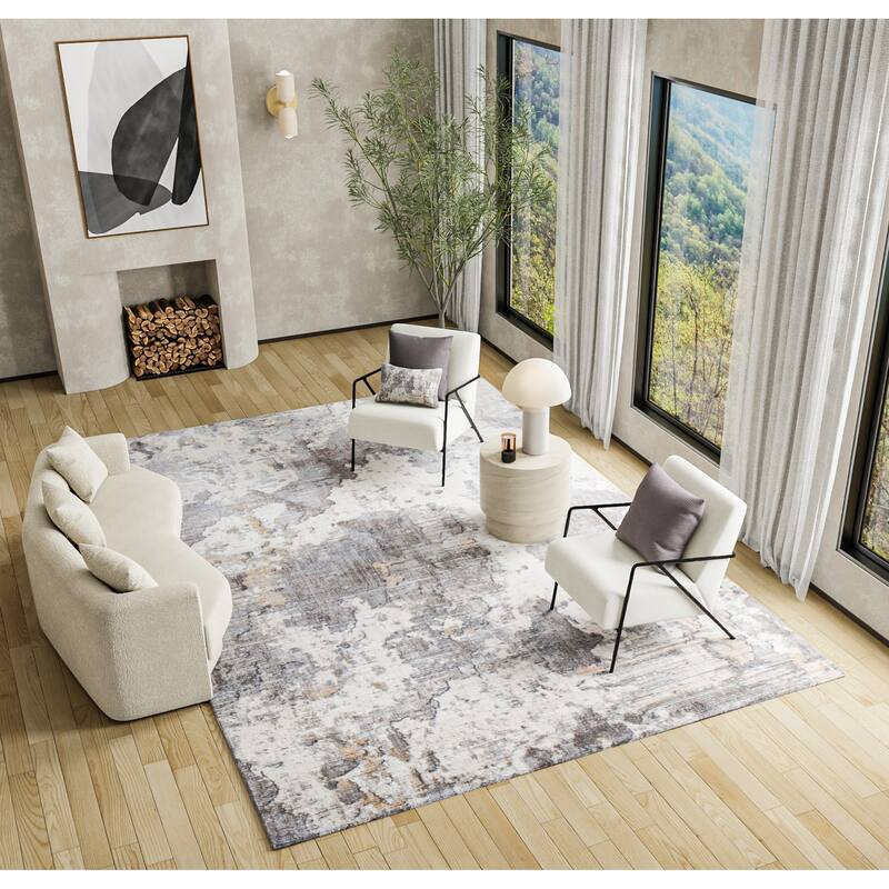 Bashian Miliani Cream & Grey Contemporary Area Rug