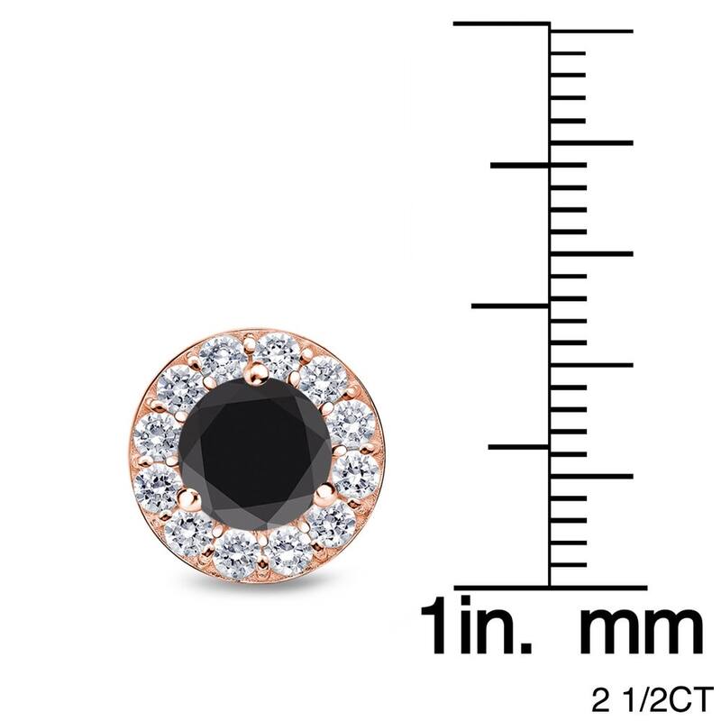 Auriya 1/2ct to 4ct Black Diamond Halo Stud Earrings 14k Rose Gold - 2.50ctw