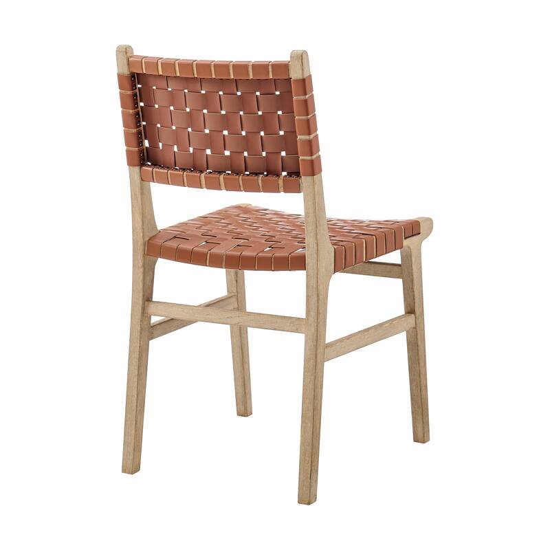 NPD Furniture Marco Faux Leather Dining Side Chair Drift Wood Frame (Set of 2)