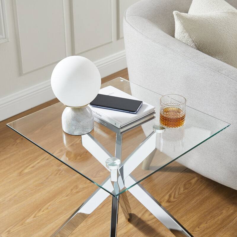 Side Table with Glass Top