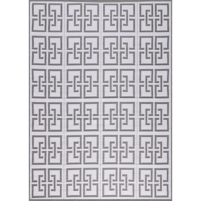 Beverly Rug Geometric Greek Key Outdoor Rug Waterproof for Patio, RV Camping