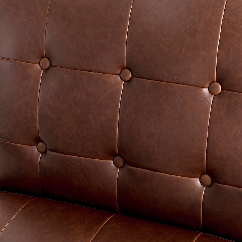 Glitzhome Set of 2 29.25"W Mid-Century PU Leather Tufted Accent Chairs