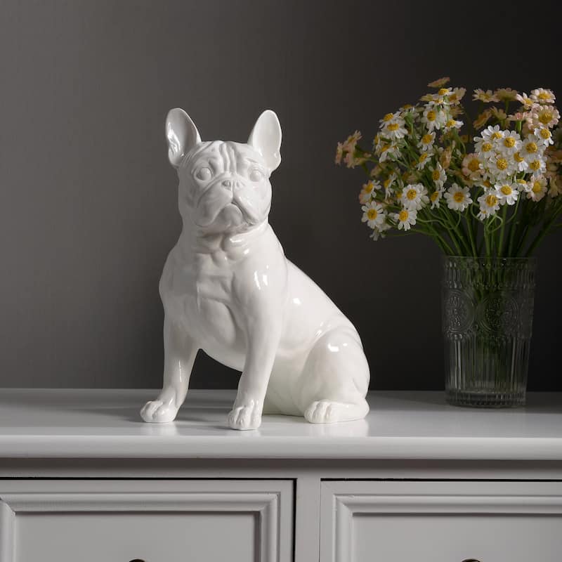Sitting French Bulldog Figurine - 9.75" - White