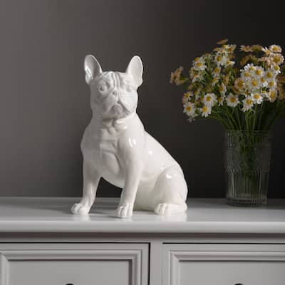 Sitting French Bulldog Figurine - 9.75" - White