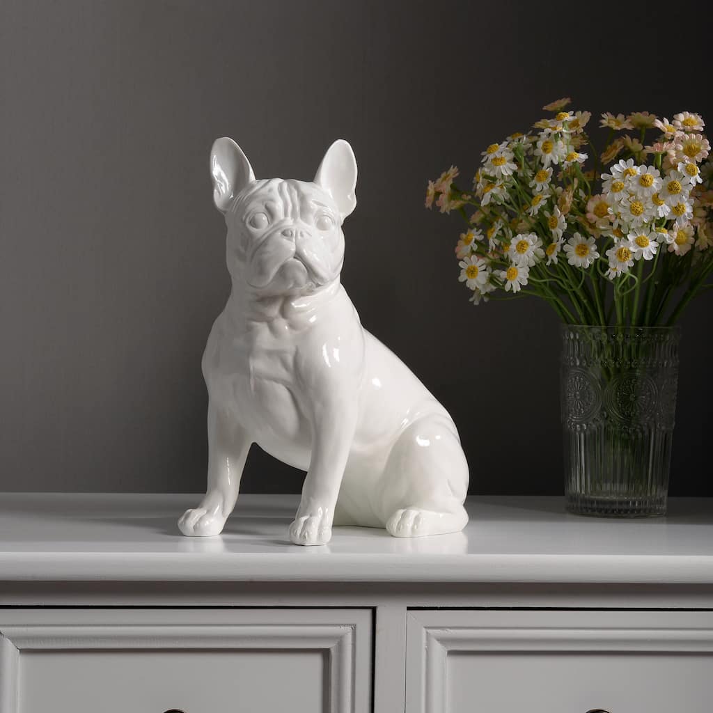Sitting French Bulldog Figurine - 9.75" - White