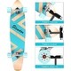 preview thumbnail 4 of 7, 42 in.Geometric Light Blue Longboard Skateboard Drop Through Deck Complete Maple Cruiser Freestyle, Camber Concave
