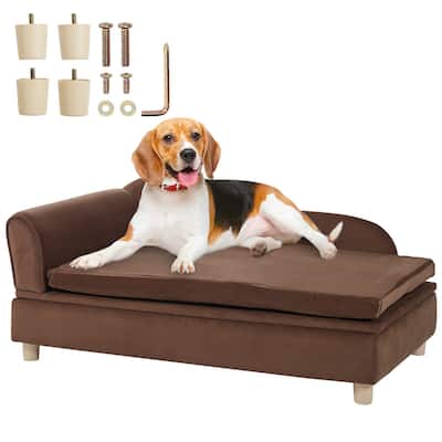 Dark Brown Soft Velvety Large-Sized Dogs and Cats Dog Couch Suitable for Any Room or Clinic - 36” x 23” x 16”