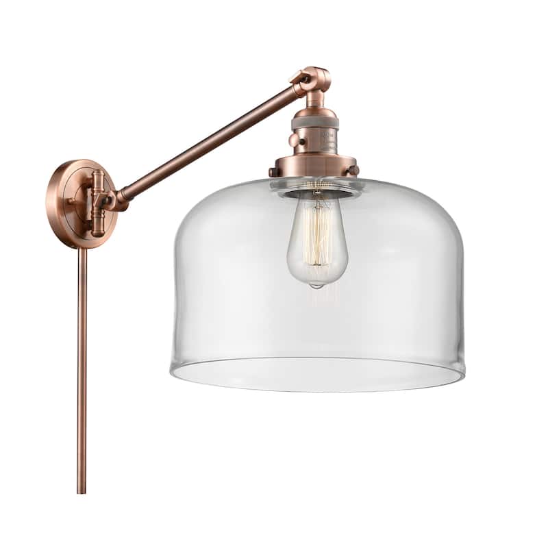 Innovations Lighting X-Large Bell Single Light 13" Tall Bathroom - Antique Copper / Clear