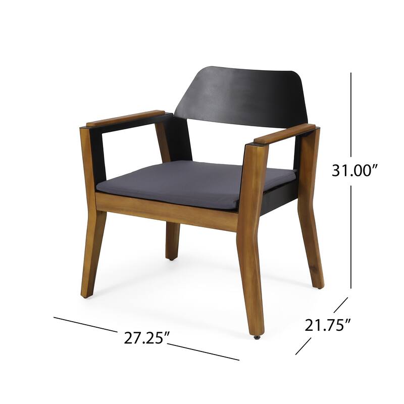 Soho Outdoor Cushioned Acacia Wood Club Chair (Set of 2) by Christopher Knight Home
