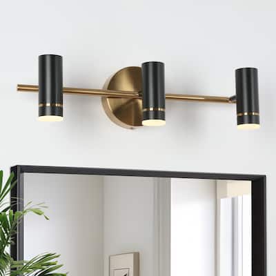 Modern Black Gold 2/3-Light LED Bathroom Vanity Light Industrial Wall Sconces