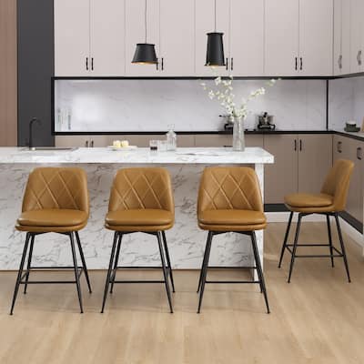 26"/29" Faux Leather Swivel Counter and Bar Height Stools (Set of 4)