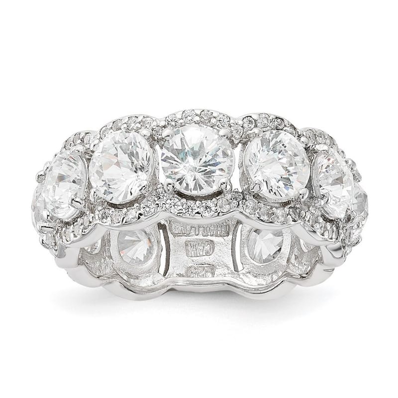 Curata Cheryl M 925 Sterling Silver CZ Cubic Zirconia Simulated Diamond Ring