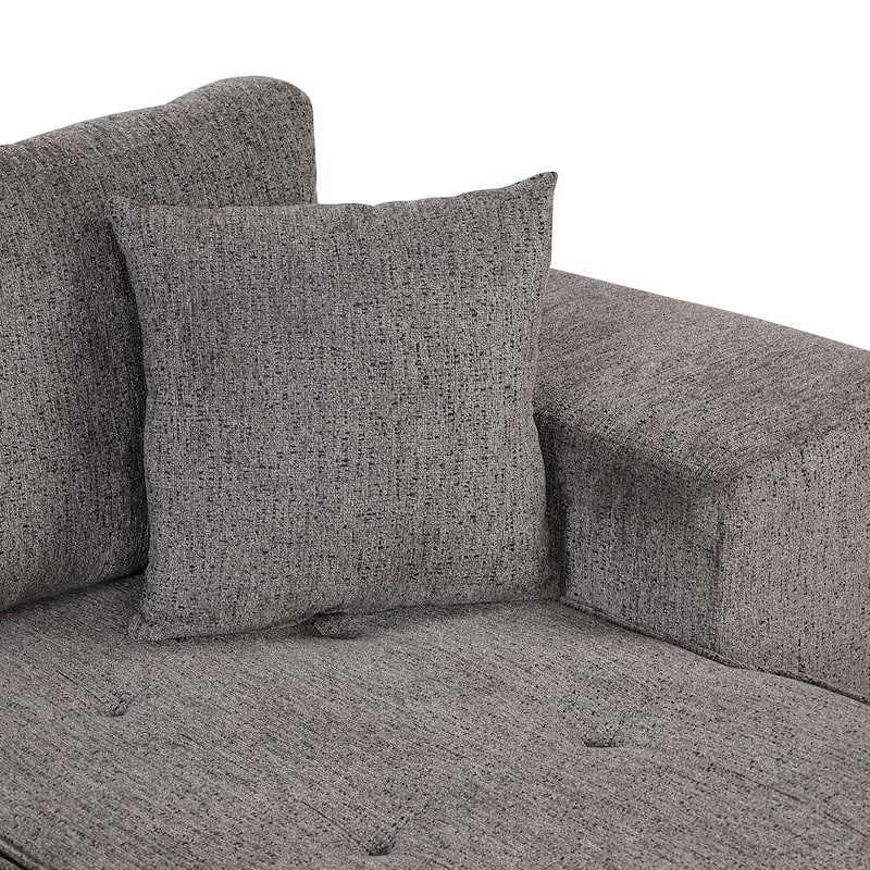 104" Modern L-Shape 3 Seat Reversible Sectional Couch, Pull Out Sleeper Sofa with Storage Chaise and 2 Stools