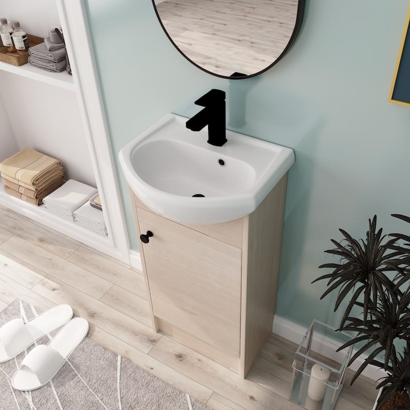 Bathroom Vanity With Sink In 18 Inch, Floating/Freestanding Bathroom Vanity With Soft Close Door