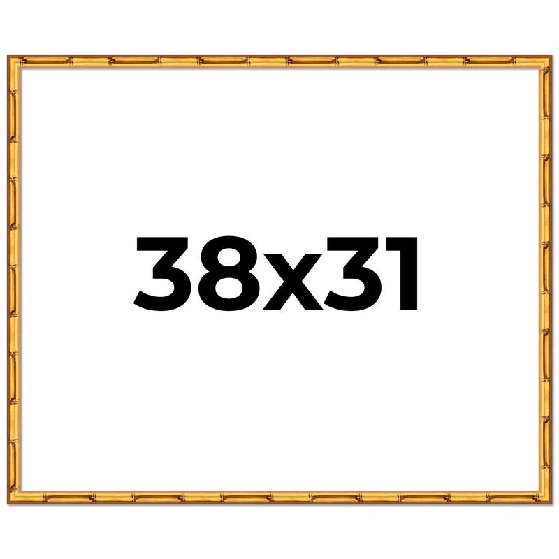 38x31 Frame Gold Bamboo Picture Frame Modern Photo Frame Includes UV Acrylic Shatter Guard Front Acid Free Foam Backing Board