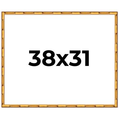 38x31 Frame Gold Bamboo Picture Frame Modern Photo Frame Includes UV Acrylic Shatter Guard Front Acid Free Foam Backing Board