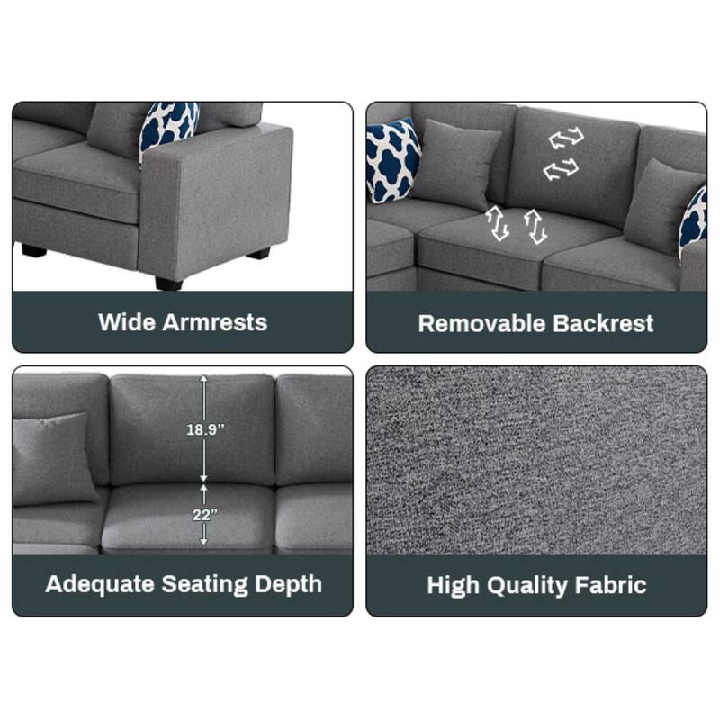 Flexible Combination Module Reversible Sectional Sofa with Ottoman