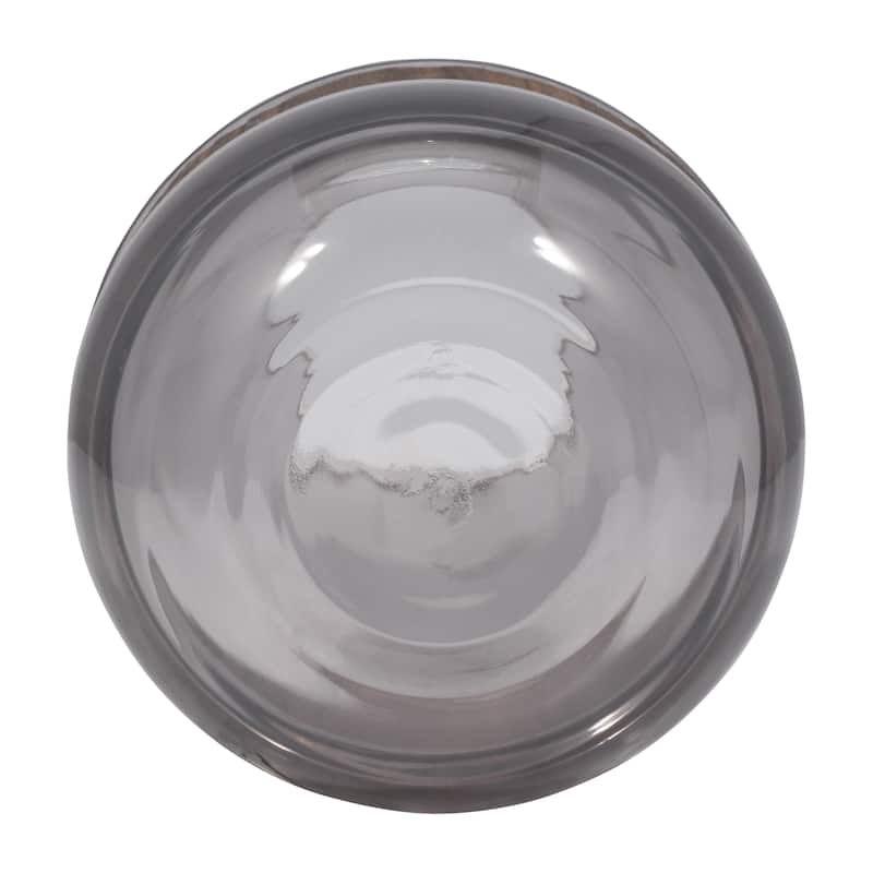 Sagebrook Home Glass Clear Frost Round Belly Vase With Wood Band