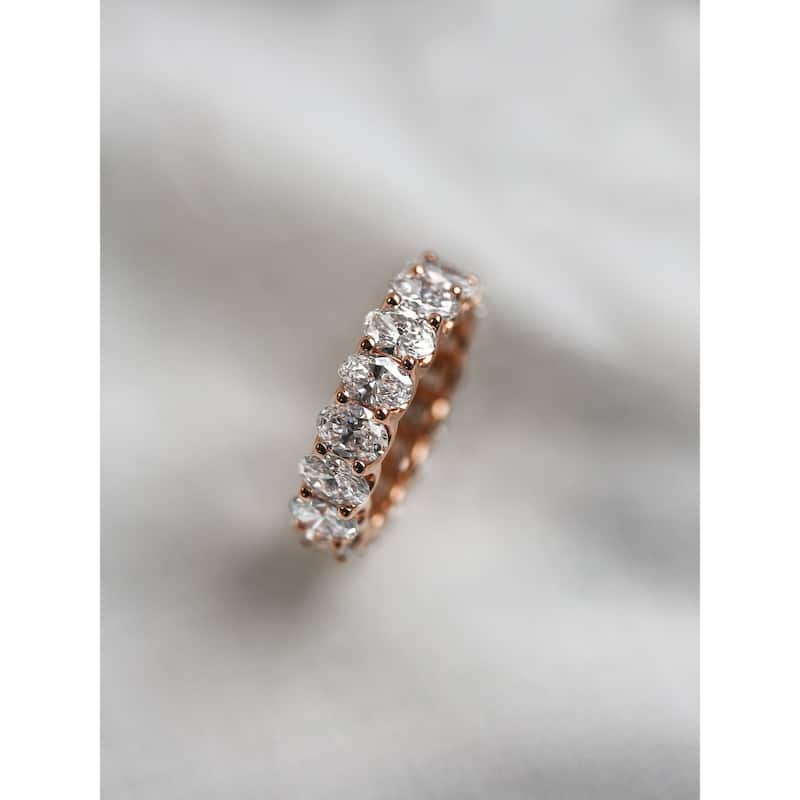 Kobelli Lab Grown Diamond 14k Solid Gold Oval Eternity North-South Ring