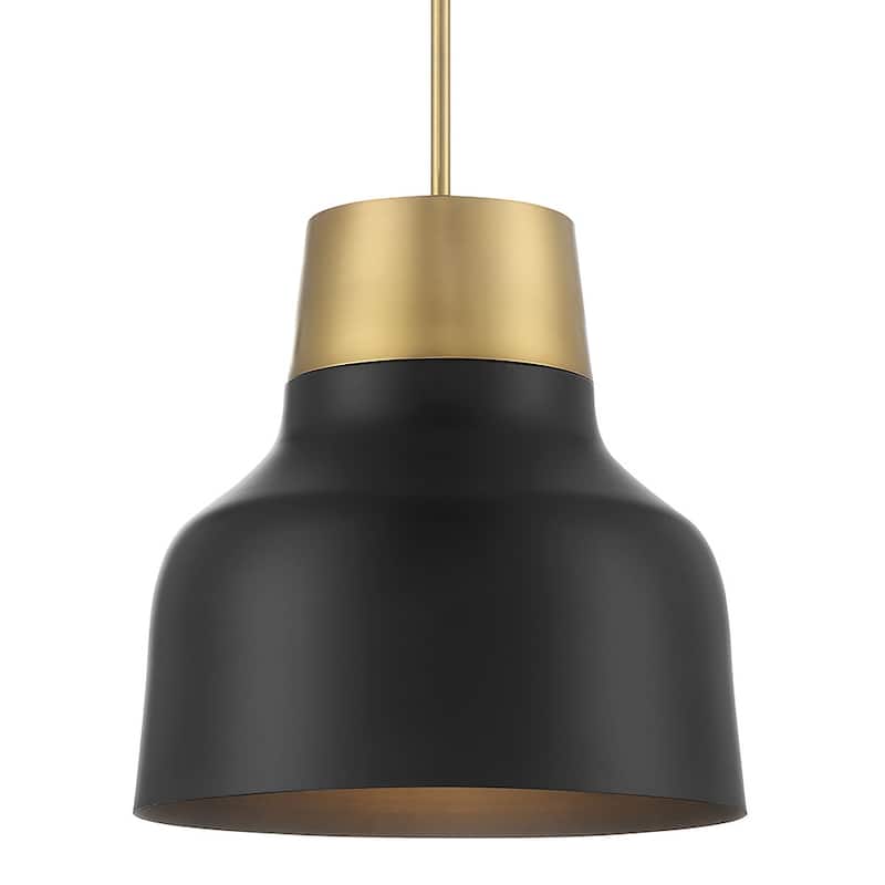 Meridian M70115 17" Wide Pendant - Matte Black / Natural Brass